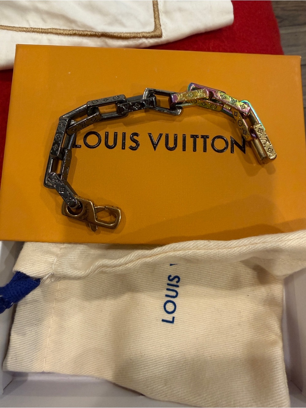 Louis Vuitton Multicolored & Gunmetal Chain Link Bracelet - Picture 5 of 7